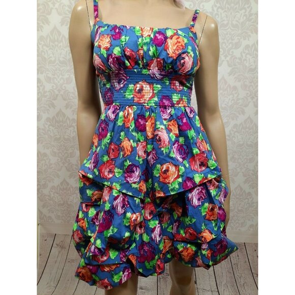 Y2K Floral Mini Bubble Dress Size 4 Vintage 2000s Sleeveless Coquette - Picture 2 of 12